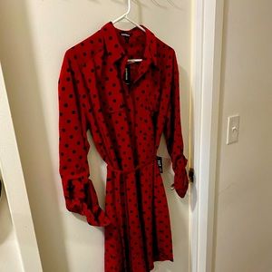 Express Polka Dot Shirt Dress -NWT